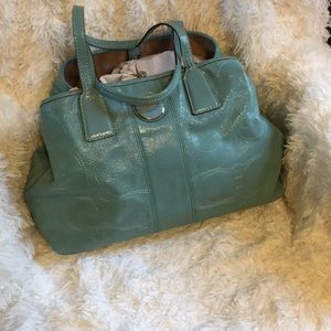 Coach Aqua Blue Patent Leather handbag